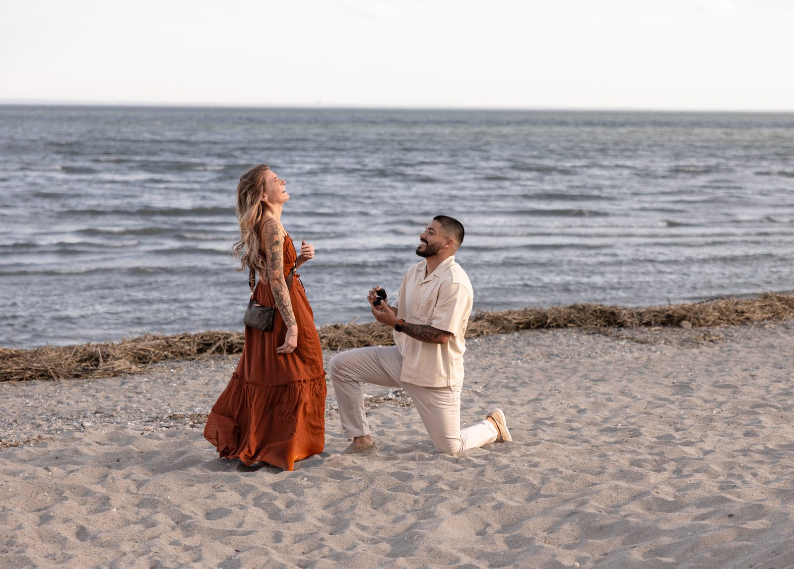 A beach proposal on the shore of the Long Island Sound at Walnut Beach